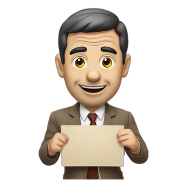 Mrbean holding sign that says hello sticker