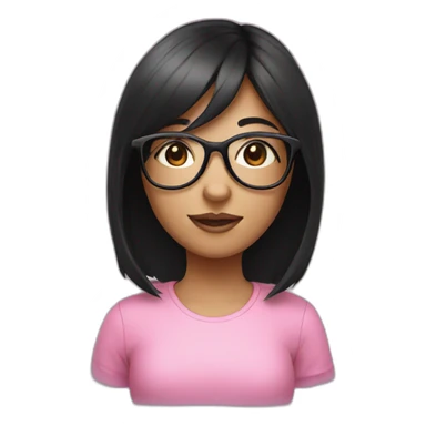 Girl with black hair and pink glasses sticker