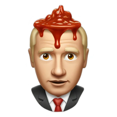 Vladimir poutine with tomato sauce on his head shooting nobody sticker