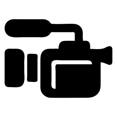 A Sony video camera in a black filled icon style, with a microphone. sticker