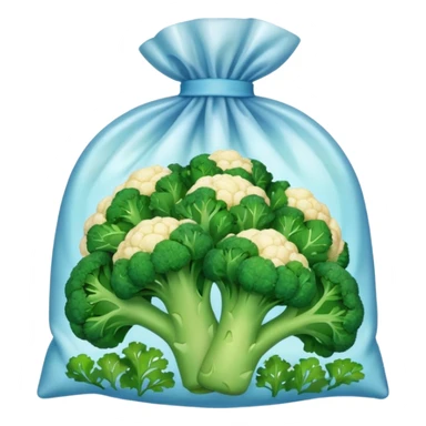 bag of frozen broccoli and cauliflower sticker