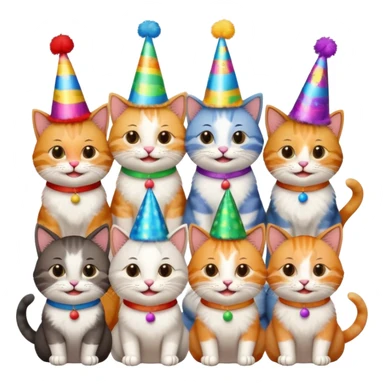  3 happy cats wearing party hats sticker