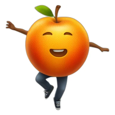 Une pomme qui dance avec une orange sticker