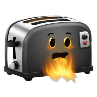 Toaster with burnt toast inside sticker