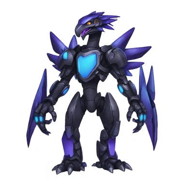 Cool Edgy Black Blue Purple Digimon-Fakemon-Raptor-Dragon-Mecha full body sticker