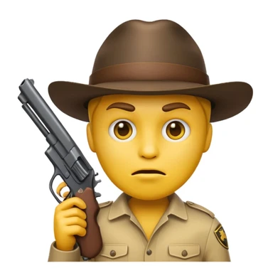 Standard yellow face emoji with a gun in its mouth sticker