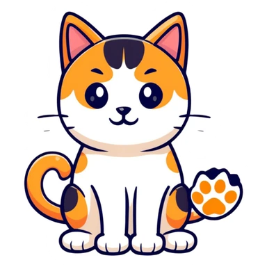 playful calico cat with paw up sticker