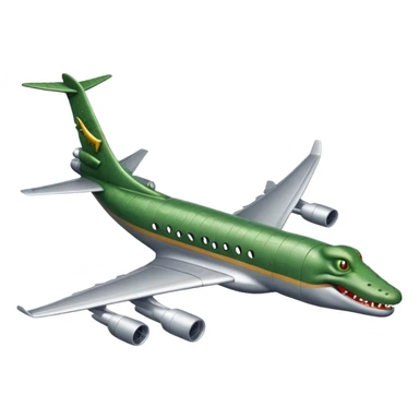 A gray jet plane with a crocodile head sticker