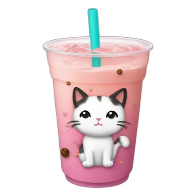 Boba tea with cats sticker