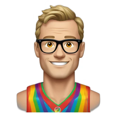 Jonathan Toews wearing glasses and rainbow clothes sticker