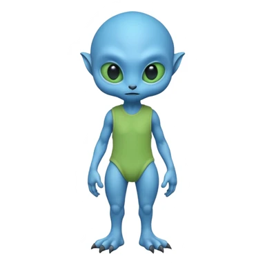 full body cute humanoid peacefull alien furry with 2 legs and eye stalks stands upright and looks intelligent ...wears clothing. not green..looks happy and cudly sticker