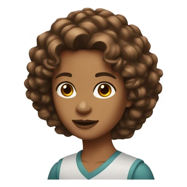 Middle curl brown hair sticker