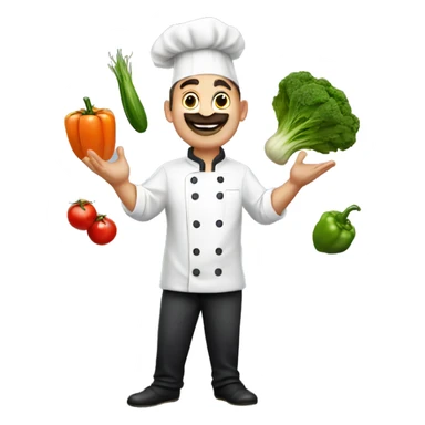 a chef juggling vegetables sticker