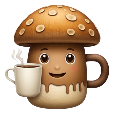 mushroom drinking coffee sticker
