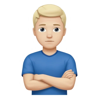 Pale blond man in blue football t shirt crossed arms from cold sticker