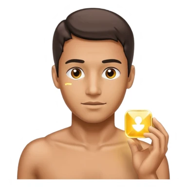 a man with a small AI chip next to him sticker