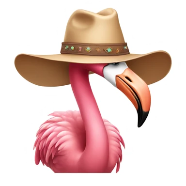 Flamingo wearing cowboy hat sticker