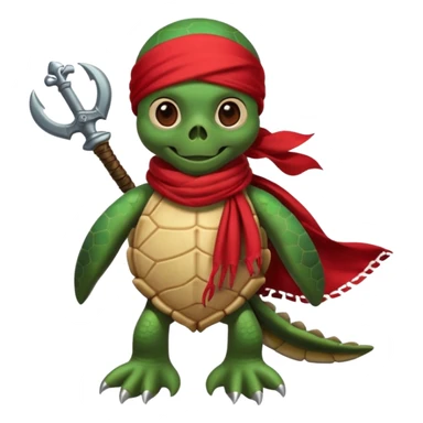 sea turtle wearing a red pirate skull scarf sticker