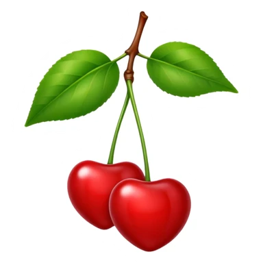 Red cherry with green leaves sticker