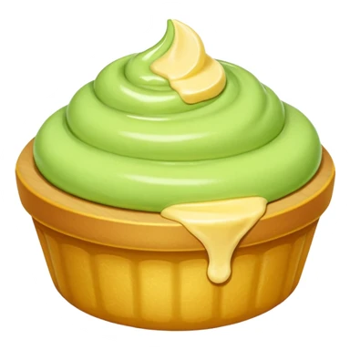 Erstelle eine Birne mit einem Stück geschmolzener Butter  sticker