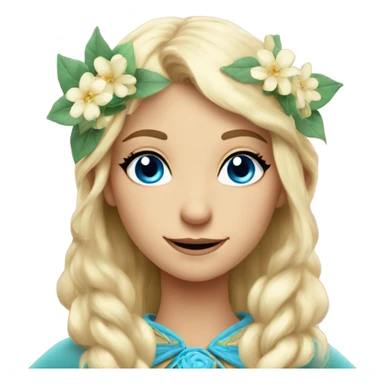 Gorgeous blond elf with blue eyes and flowers sticker