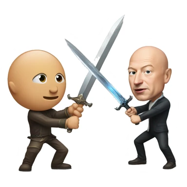jeff bezos sword fighting elon musk sticker