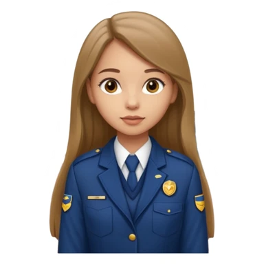 Young girl, long brown straight hair, wearing uniform jacket with hotel name badge, tasteful scarf, stand behind the desk

 sticker