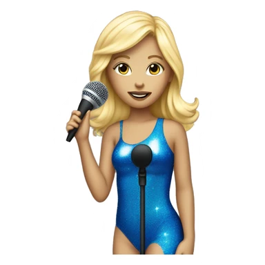 blonde girl with microphone and blue glitter bodysuit sticker