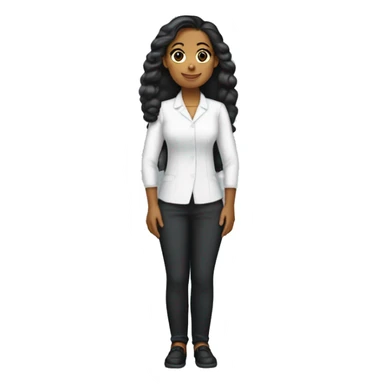 Presentadora de espectáculo joven blanca cabello largo lacio negro con el micrófono en la mano sticker