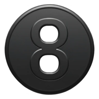 Minimal emoji, number 8 made of solid matte black metal, thick symmetrical form, subtle metal texture, deep shadows, no glow, no neon, flat emoji design, centered, transparent background sticker