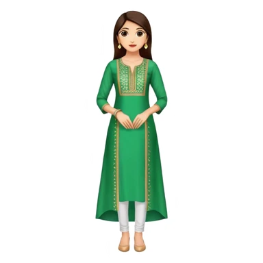 A-line green kurti with mirror work and side slits sticker