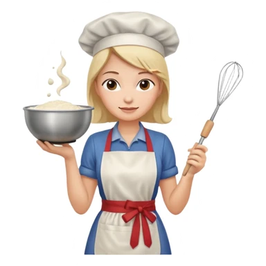 woman making pear cake sticker