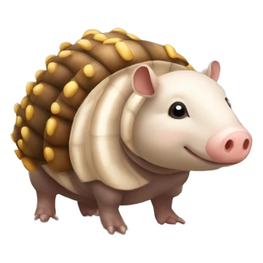  Brown and white piebald chubby round armadillo pig panda centipede armadillo wearing a crown sticker