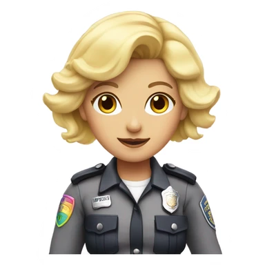 Blonde female in pink rainbow police outfit sticker