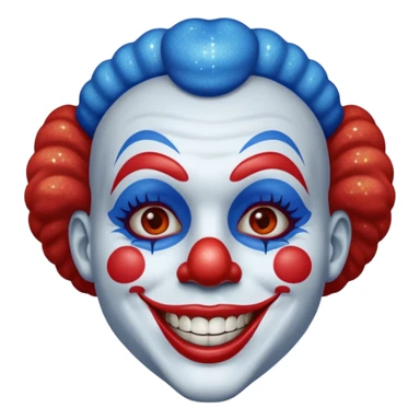 glitter red and blue clown sticker