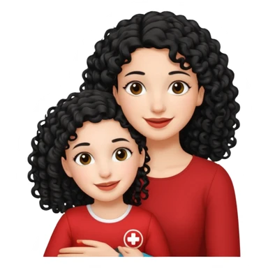 a white  girl holding tunisia girl with curly hair sticker