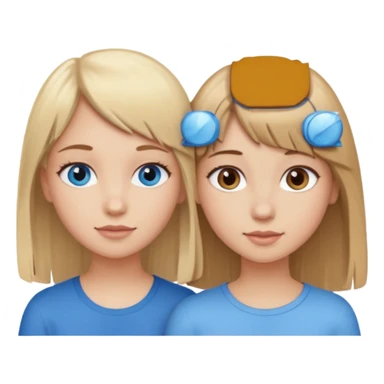 2 girls best friends one looks like barbie merliah summers with blonde hair and blue eyes and the other is a girl with brown hair and brown fringe and light brown eyes  sticker