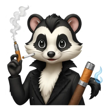 skunk smoking a cigarette with a gun sticker