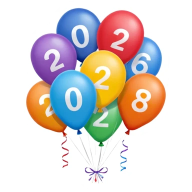 baloons with 2026 for menu sticker