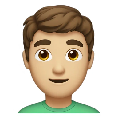 guy with brown hair and brown eyes and bushy brown eyebrows with a computer sticker