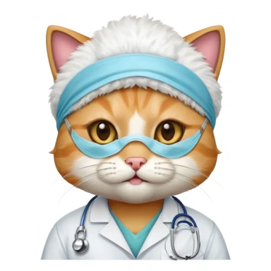 doctor cat, surgical mask sticker