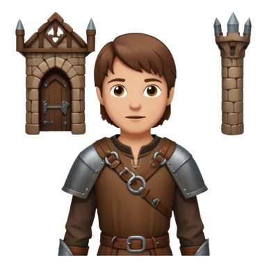 a medieval adventurer with a dungeons behind it sticker