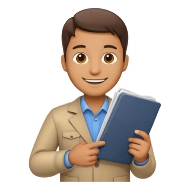 create a realistic emoji showing logistic person with a plan in his hands sticker
