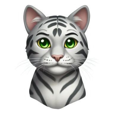 Grey Tiger Cat with green eyes  sticker
