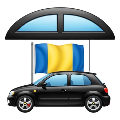 black car with a Ukraine flag sticker on the door sticker