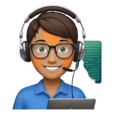 Generate a realistic emoji of something getting programmed by a logistic person sticker