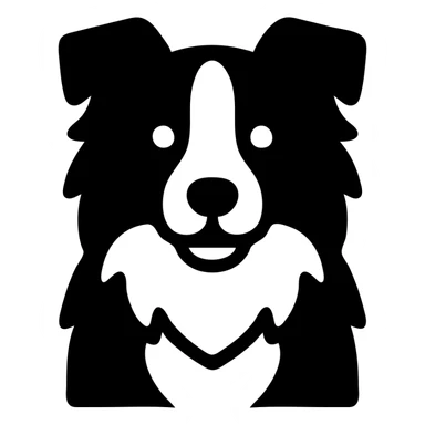 blonde and white border collie dog solid filled icon sticker