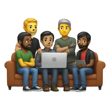 group of developers with a laptop sticker