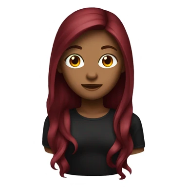 a dar-skinned girl with long burgundy hair, with black shirt emoji  sticker