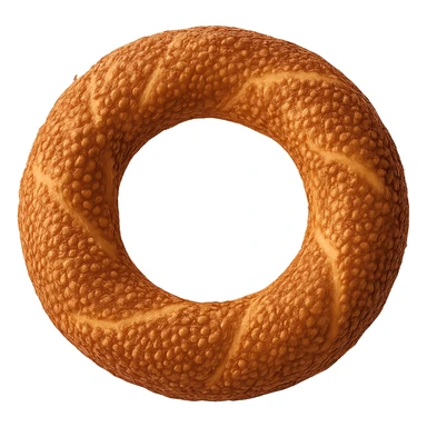 realistic round Turkish sesame bread simit, golden brown, appetizing, isolated sticker